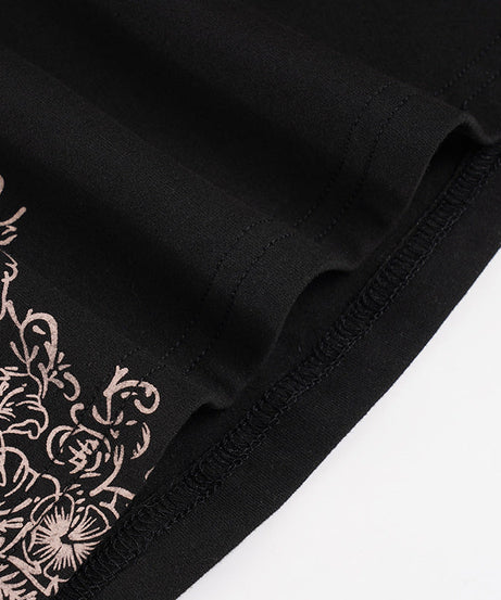 Autumn Bloom Black V-Neck Long Sleeve Top - Y2K Inspired Floral Chic