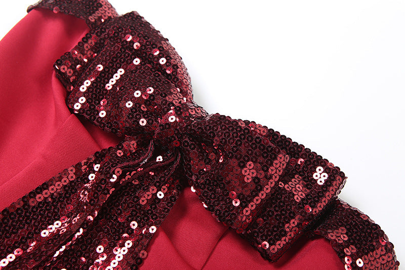 Glamorous Red Sequin Bow Mini Dress - Your Dazzling Holiday & NYE Party Look