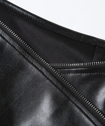 Sleek & Edgy Asymmetrical Zipper Faux Leather Mini Skirt - Fall's Must-Have Night Out Look