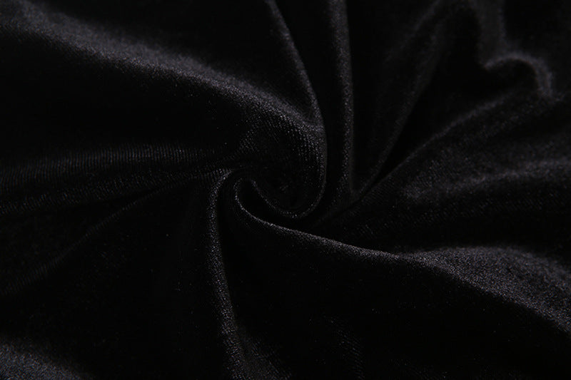 Black Velvet Feather Strapless Tube Top | Ruched & Backless for Holiday Parties