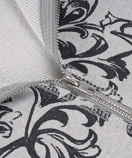 Women's Ornate Feather Print Zip-Up Hoodie - Cozy Fall & Winter Streetwear