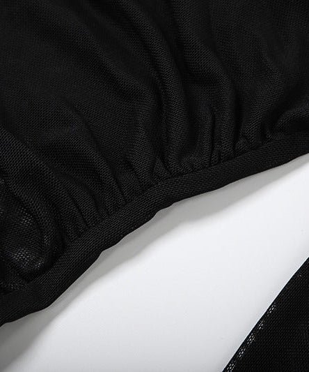 Fall Obsession: Chocolate Brown Sheer Shrug & Lace Cutout Ruched 2-Piece Top Set