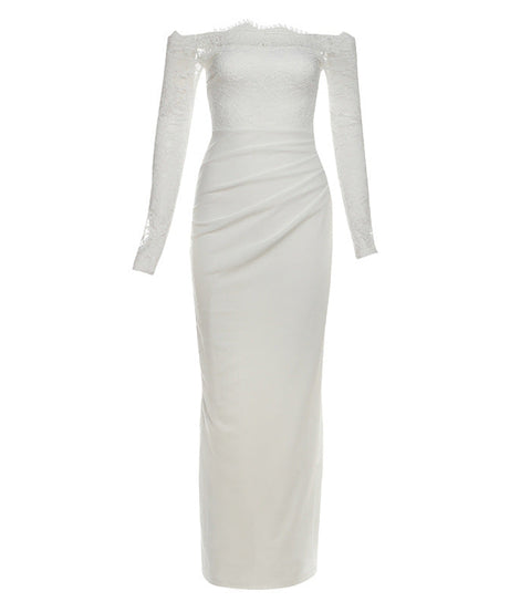 Stunning White Lace Off-Shoulder Maxi Dress – Your Go-To for Holiday Parties & Elegant Events