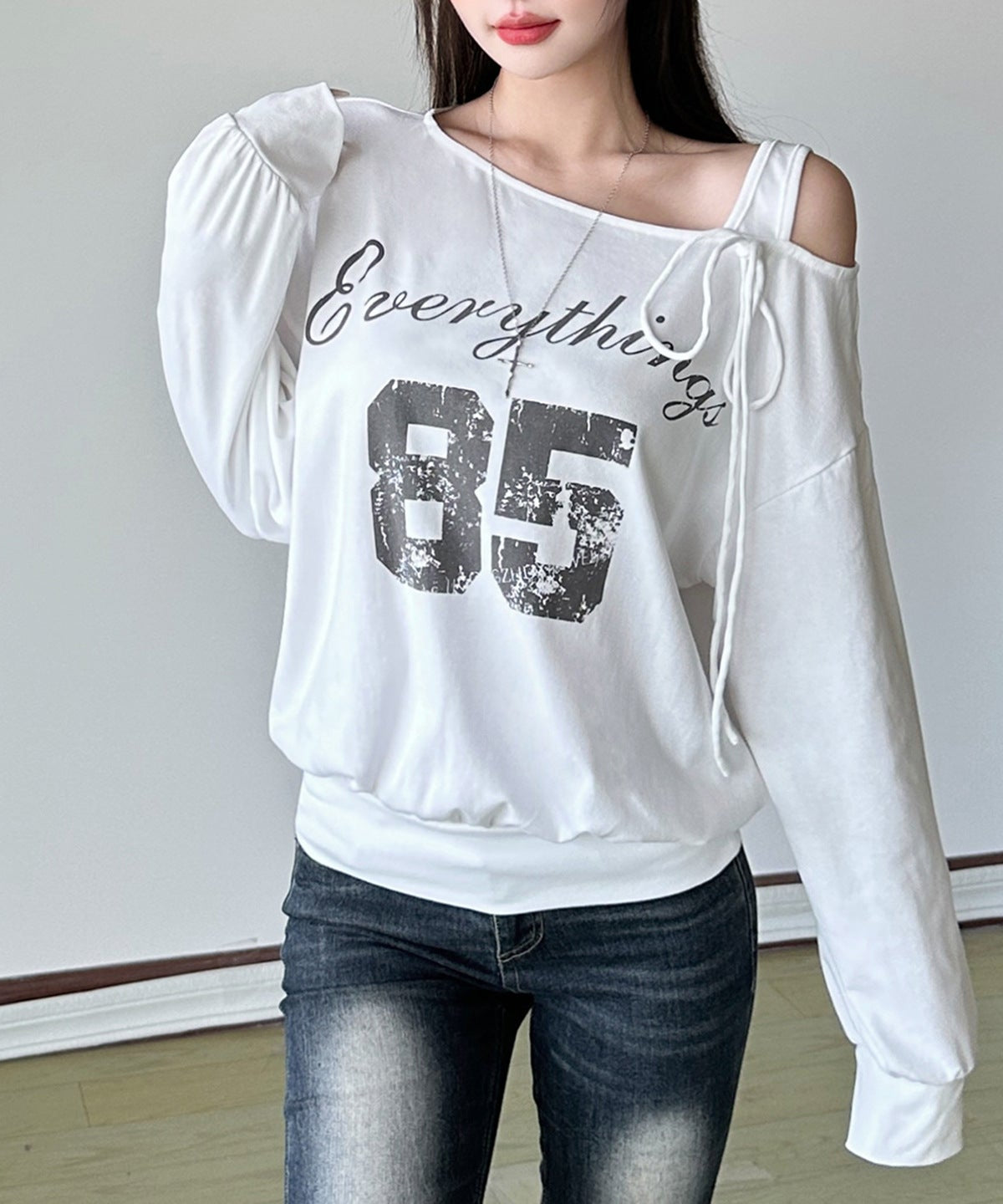 Effortless Fall Chic: 'Everything 85' Cold Shoulder Long Sleeve Cotton Top