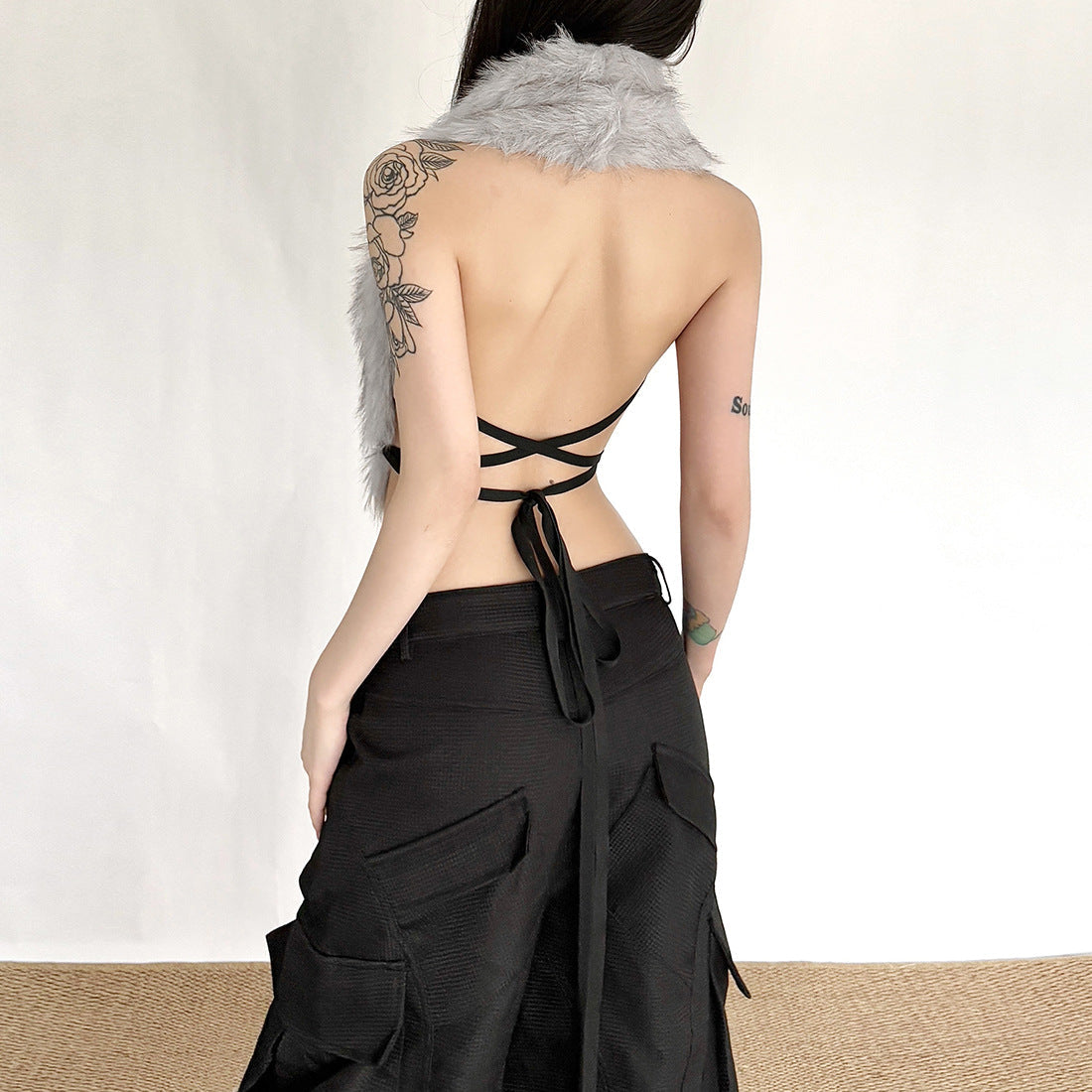 Cozy Chic Faux Fur Deep V-Neck Crop Top Vest | Trendy Fall & Holiday Statement