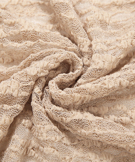 Glamorous Champagne Lace Maxi Dress | Long Sleeve V-Neck Ruffle Gown for Holiday & Evening Parties