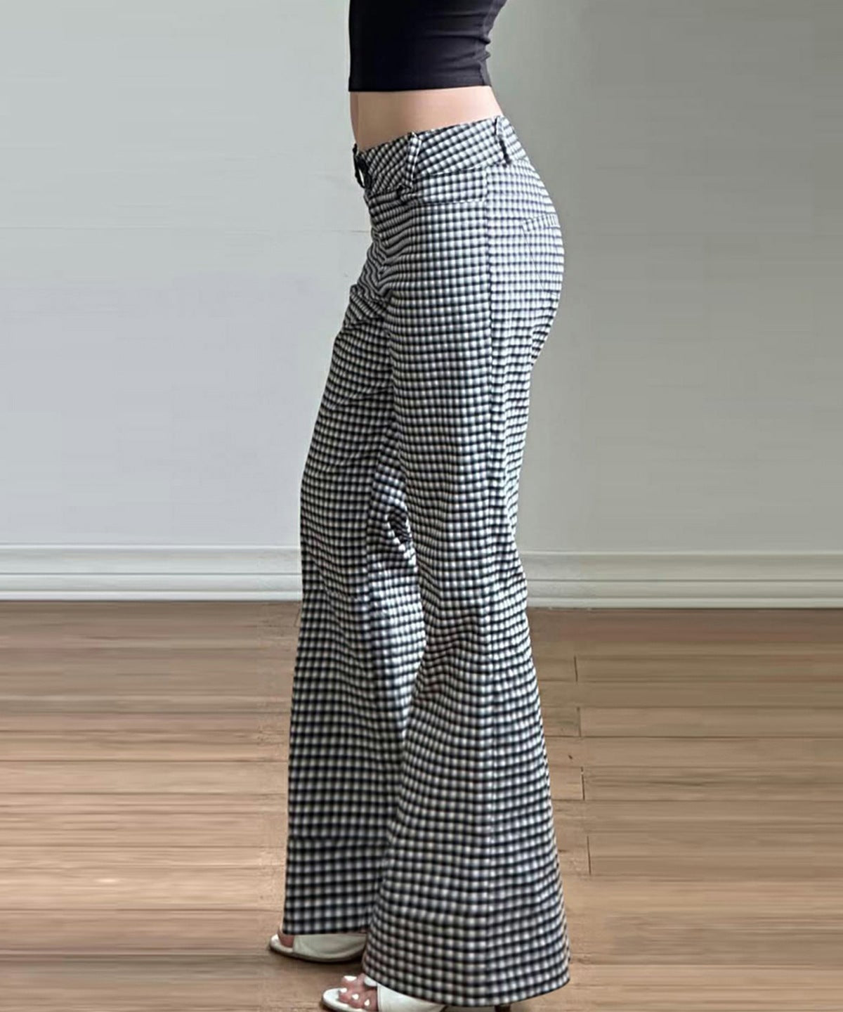 Y2K Chic Gingham Low-Rise Flare Pants – Trendy Fall Style for Women