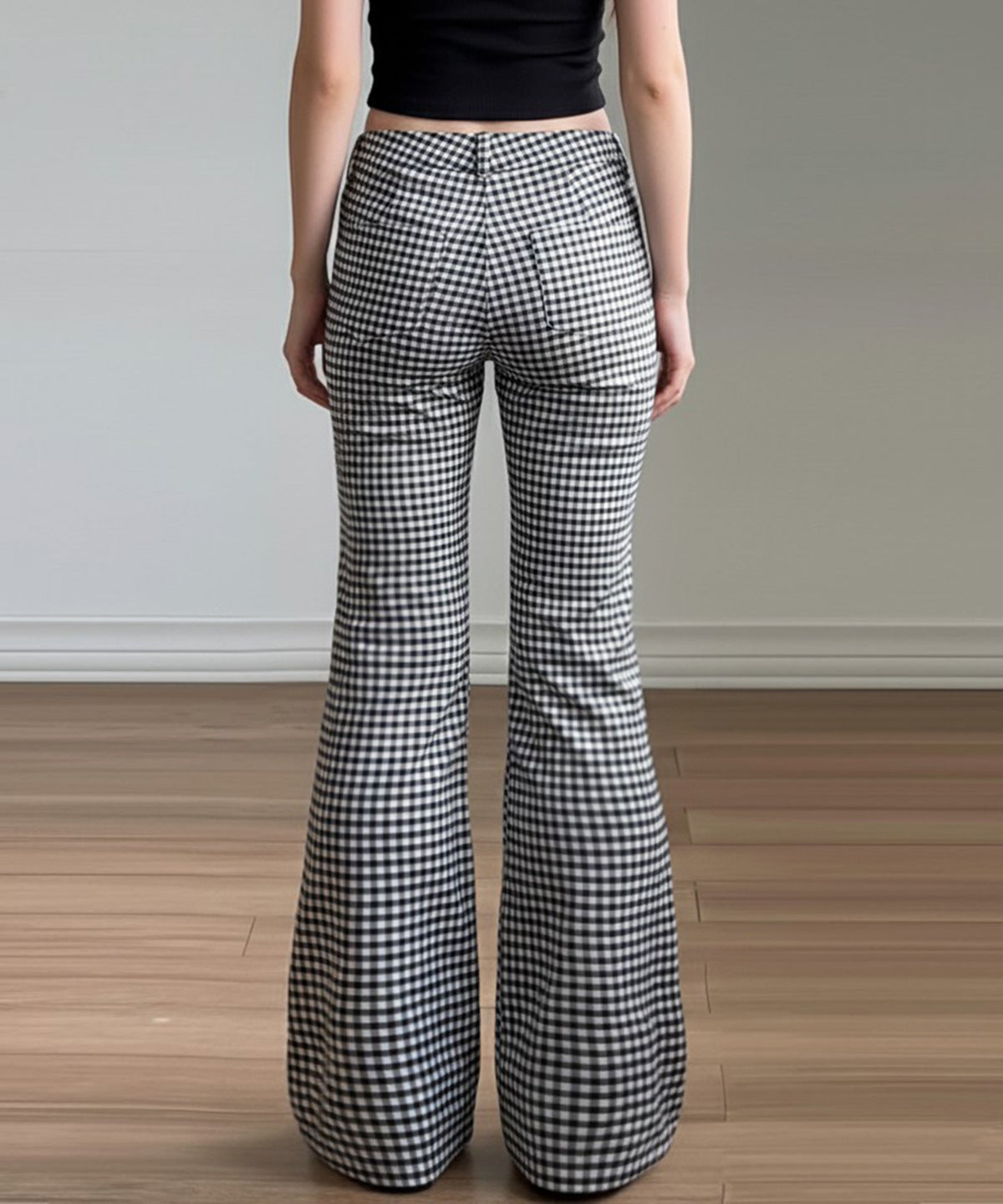 Y2K Chic Gingham Low-Rise Flare Pants – Trendy Fall Style for Women