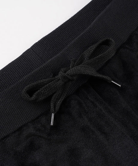 Black Velvet Wide-Leg Pants with Shimmer Star - Cozy Chic for Fall & Holiday Glam