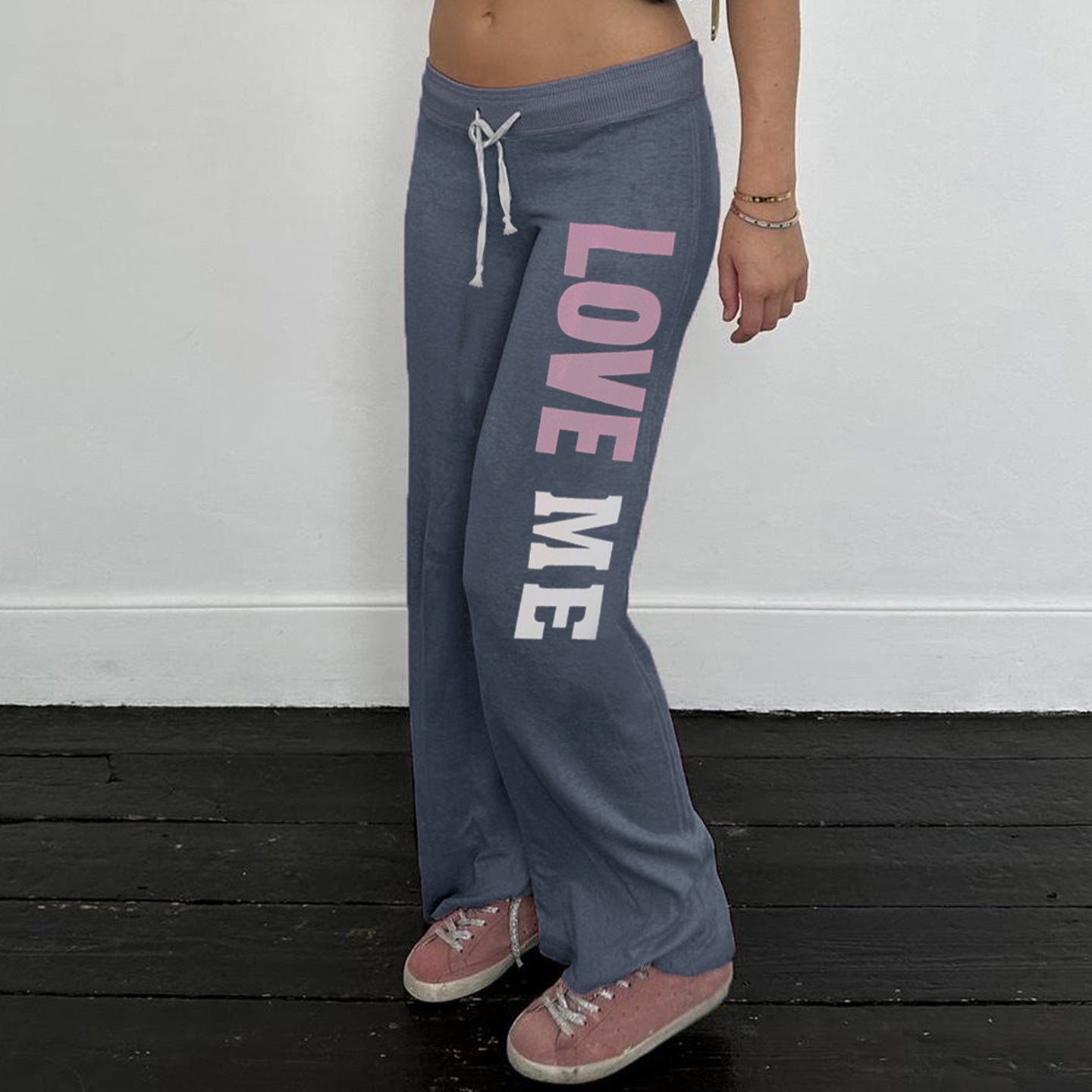 Self-Love Style: 'LOVE ME' Wide-Leg Drawstring Lounge Pants for Fall/Winter