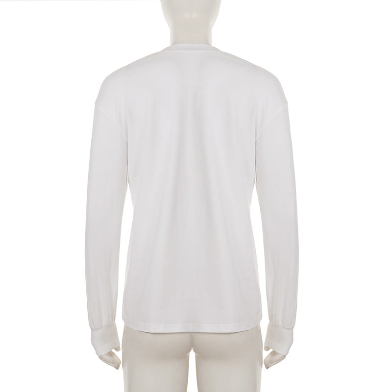 Soft & Stylish: Women's Deep V-Neck 100% Cotton Long Sleeve Top – Your Fall & Holiday Essential