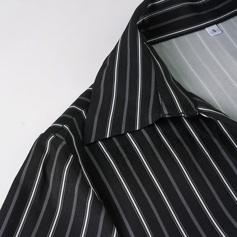 Sophisticated Pinstripe Wrap Blouse | V-Neck Long Sleeve Top for Fall & Holiday Styling