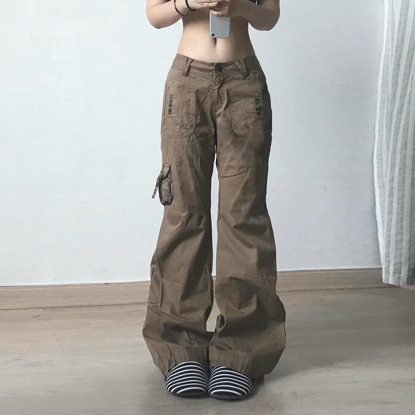 Fall Ready Low Rise Baggy Cargo Pants - Y2K Wide Leg Utility Style for Women