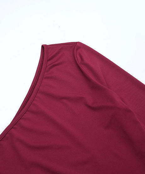 Wine Red One-Shoulder Cutout Ruched Mini Dress - Holiday Party & NYE Ready