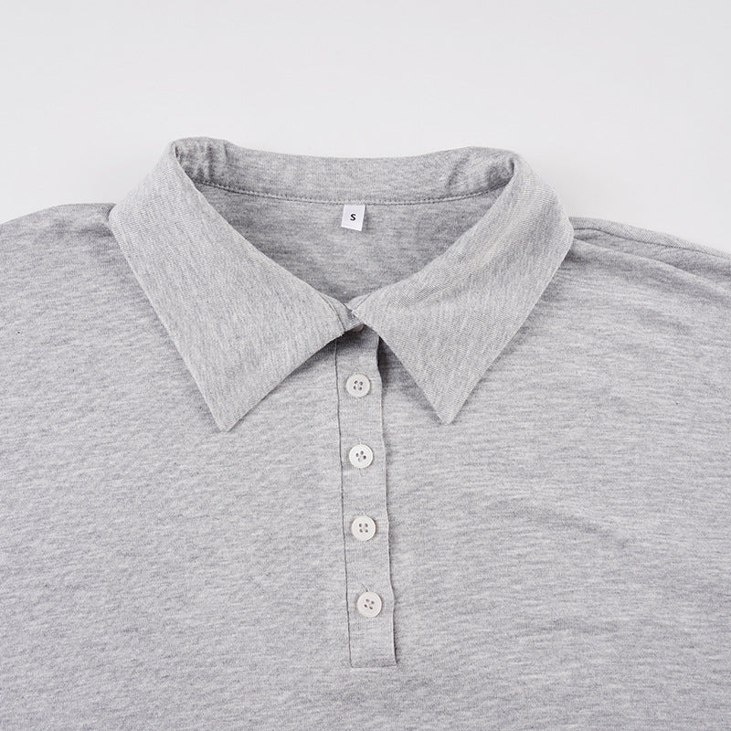 Effortless Fall Chic: Women's Soft Knit Bell Sleeve Polo Top | Cozy & Versatile