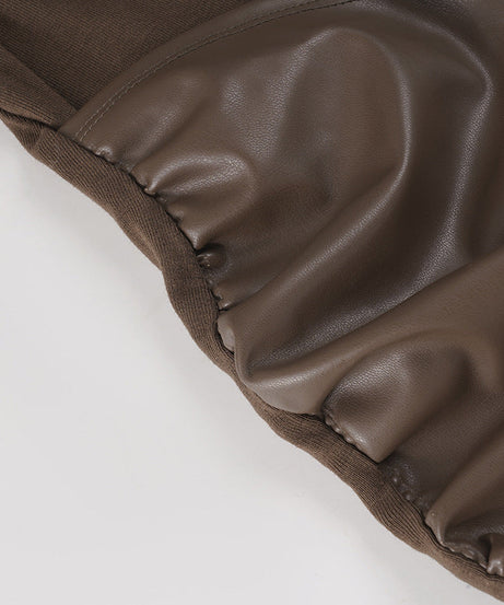 Edgy Chic Faux Leather Tie Ruched Bodycon Mini Dress - Holiday Party & NYE Ready