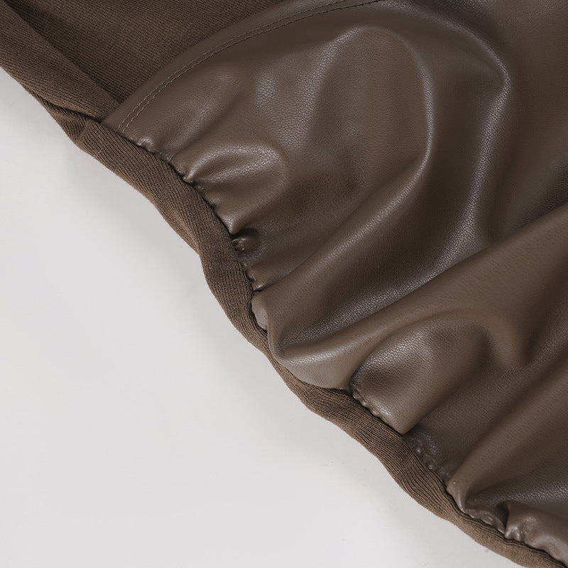 Edgy Chic Faux Leather Tie Ruched Bodycon Mini Dress - Holiday Party & NYE Ready