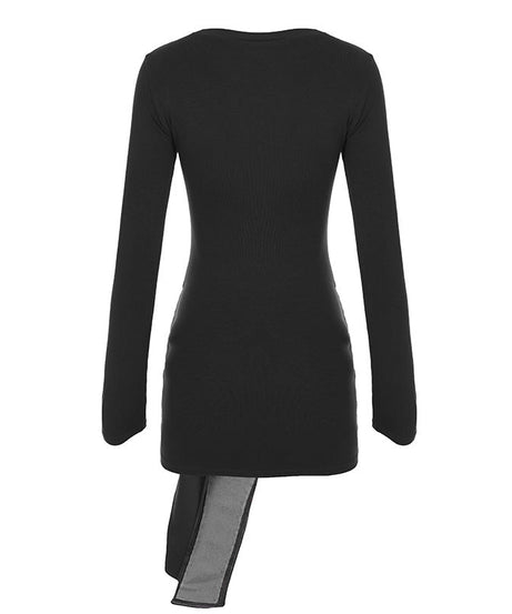 Edgy Chic Faux Leather Tie Ruched Bodycon Mini Dress - Holiday Party & NYE Ready