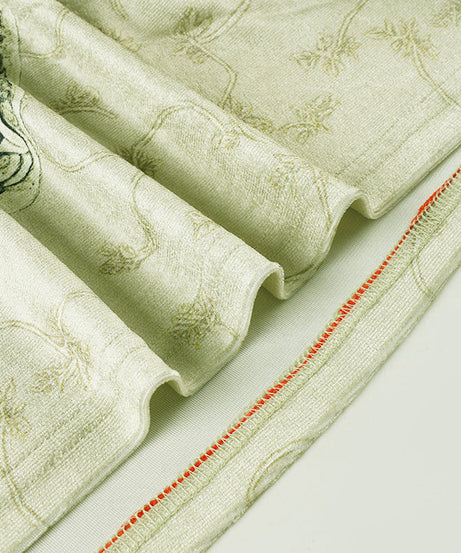 Effortless Fall Style: Women's Artisan Print Maxi Skirt - Sage Green Boho Chic with Ruched Waist