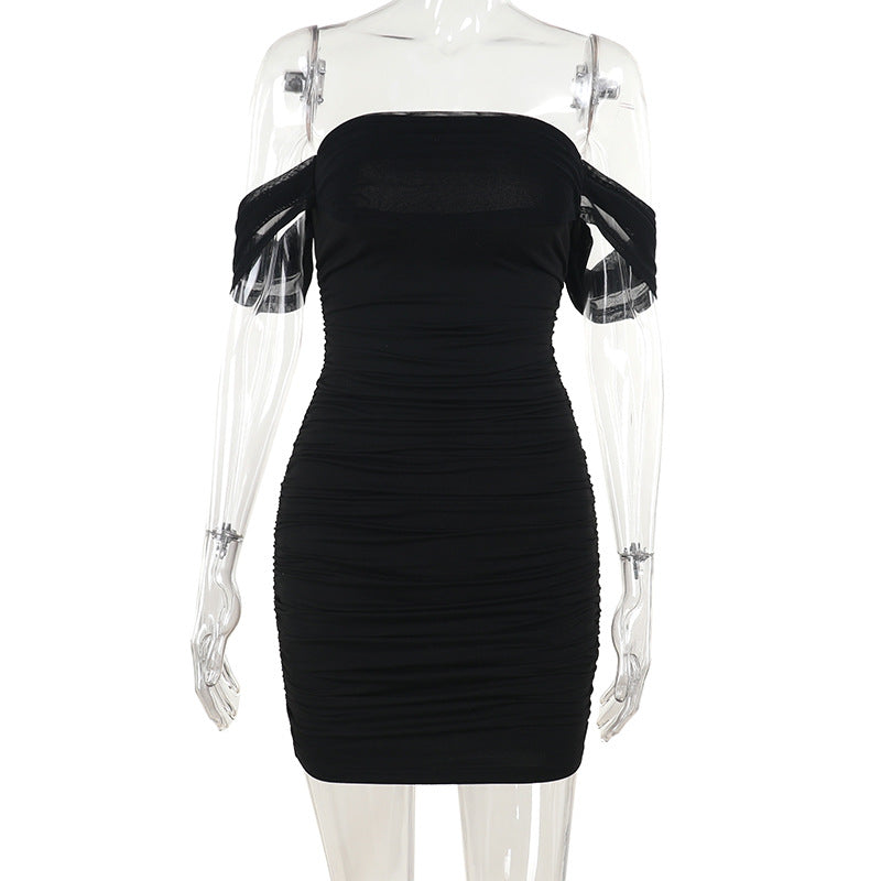 Chic Black Off-Shoulder Ruched Bodycon Mini Dress | Fall & Holiday Party Ready