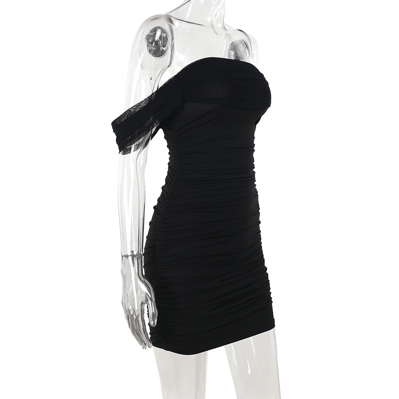 Chic Black Off-Shoulder Ruched Bodycon Mini Dress | Fall & Holiday Party Ready