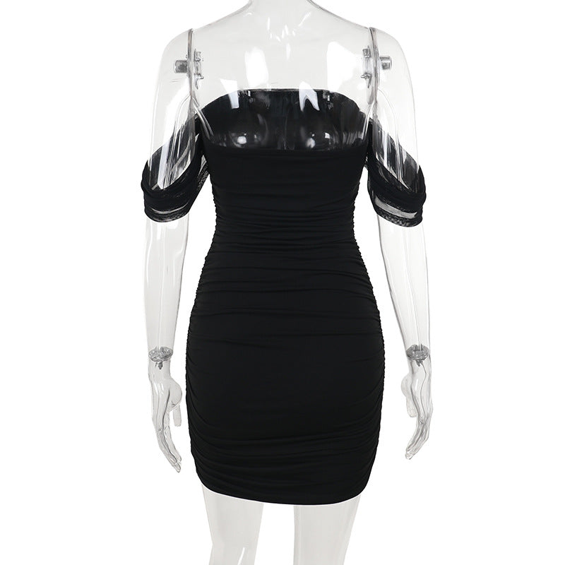 Chic Black Off-Shoulder Ruched Bodycon Mini Dress | Fall & Holiday Party Ready