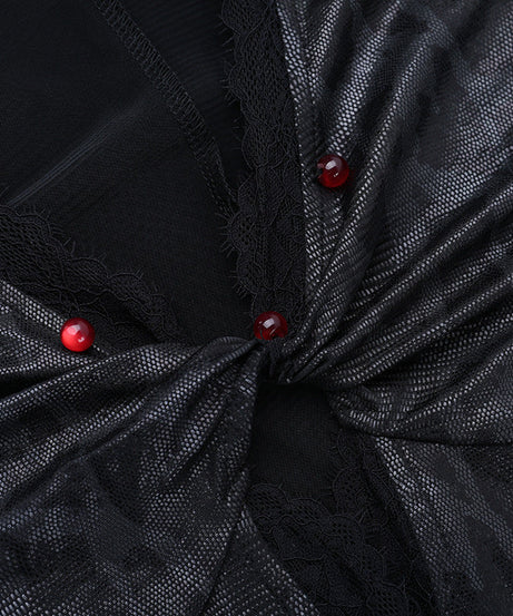 Dark Siren Snakeskin Maxi Dress - Gothic V-Neck Long Sleeve for Halloween & Holiday Parties