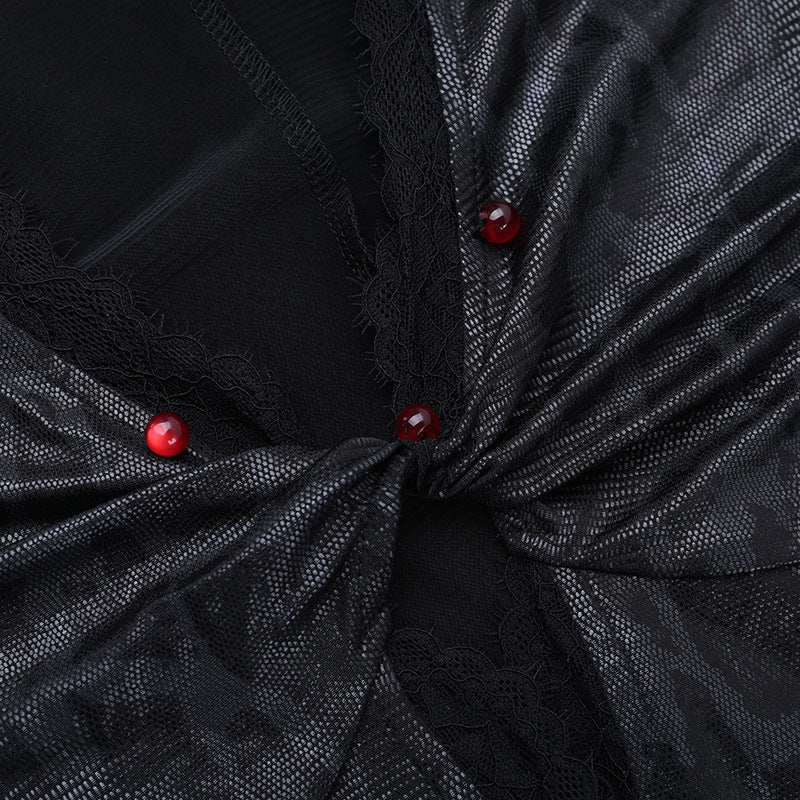 Dark Siren Snakeskin Maxi Dress - Gothic V-Neck Long Sleeve for Halloween & Holiday Parties