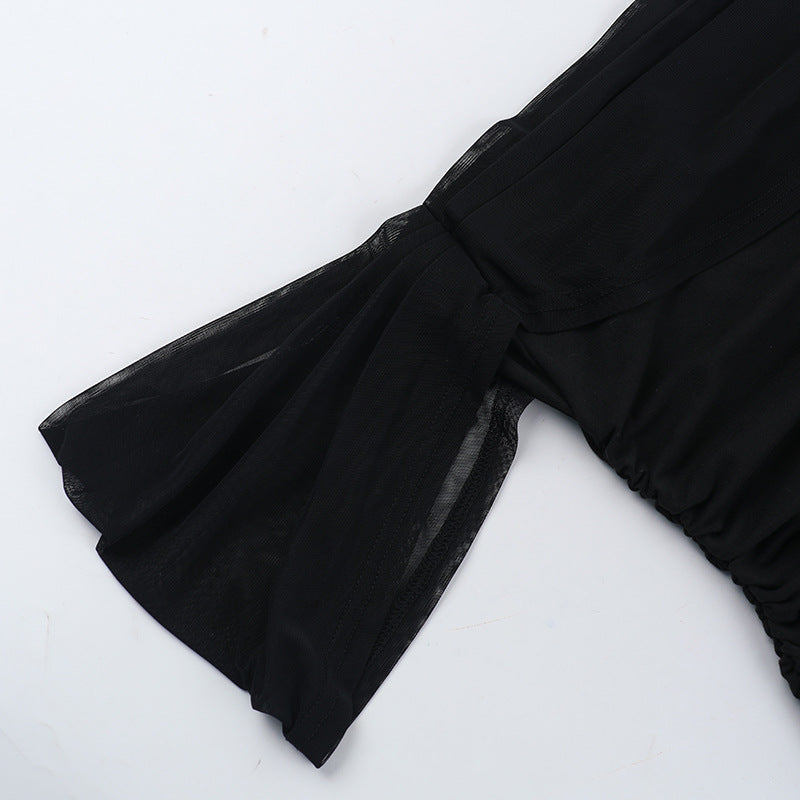 Chic Black Off-Shoulder Ruched Bodycon Mini Dress | Fall & Holiday Party Ready