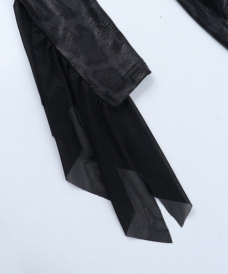 Dark Siren Snakeskin Maxi Dress - Gothic V-Neck Long Sleeve for Halloween & Holiday Parties