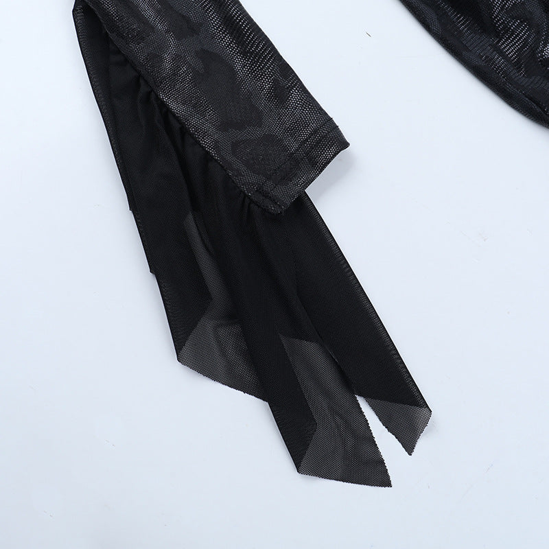 Dark Siren Snakeskin Maxi Dress - Gothic V-Neck Long Sleeve for Halloween & Holiday Parties