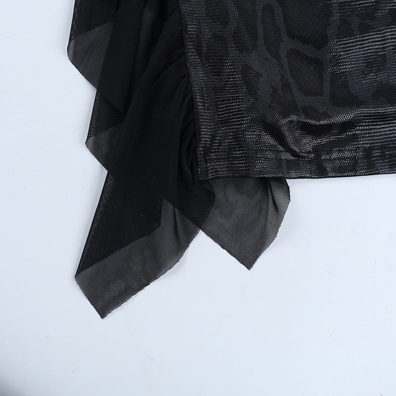 Dark Siren Snakeskin Maxi Dress - Gothic V-Neck Long Sleeve for Halloween & Holiday Parties