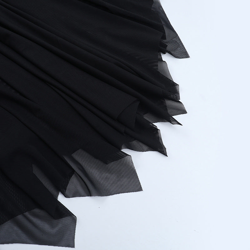 Dark Allure Gothic Mesh Cape & Cami Bodysuit Set - Halloween Ready & Beyond