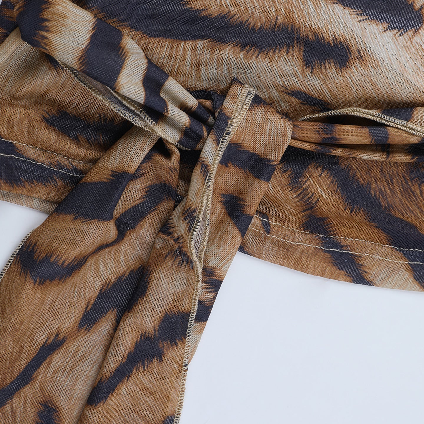 Fierce & Chic Tiger Print Cowl Neck Self-Tie Top | Fall & Holiday Statement