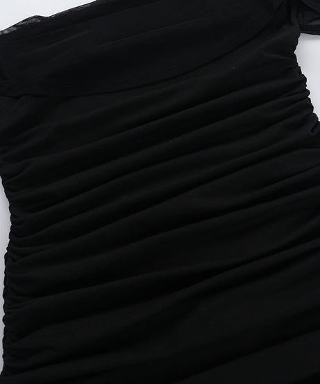 Chic Black Off-Shoulder Ruched Bodycon Mini Dress | Fall & Holiday Party Ready