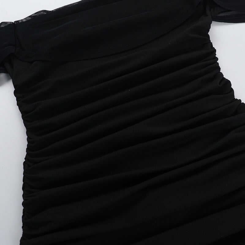 Chic Black Off-Shoulder Ruched Bodycon Mini Dress | Fall & Holiday Party Ready