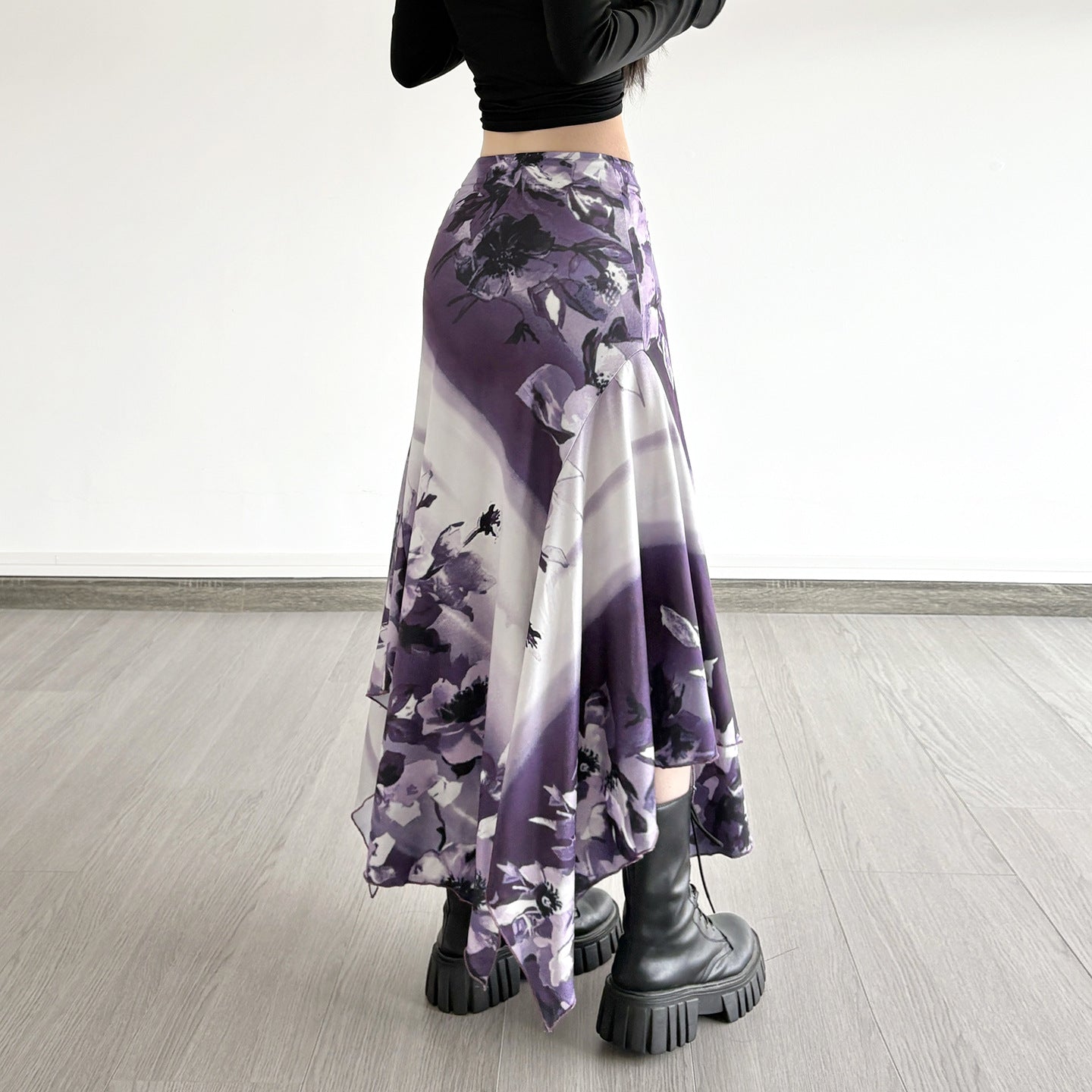 Enchanting Plum Floral Asymmetrical Maxi Skirt - Your Chic Fall & Holiday Statement