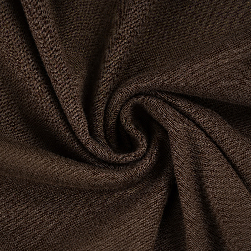 Fall Chic: Chocolate Brown O-Ring One-Shoulder Ruched Long Sleeve Top