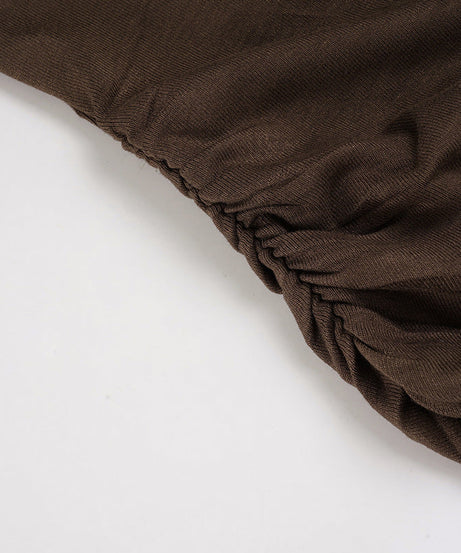 Fall Chic: Chocolate Brown O-Ring One-Shoulder Ruched Long Sleeve Top