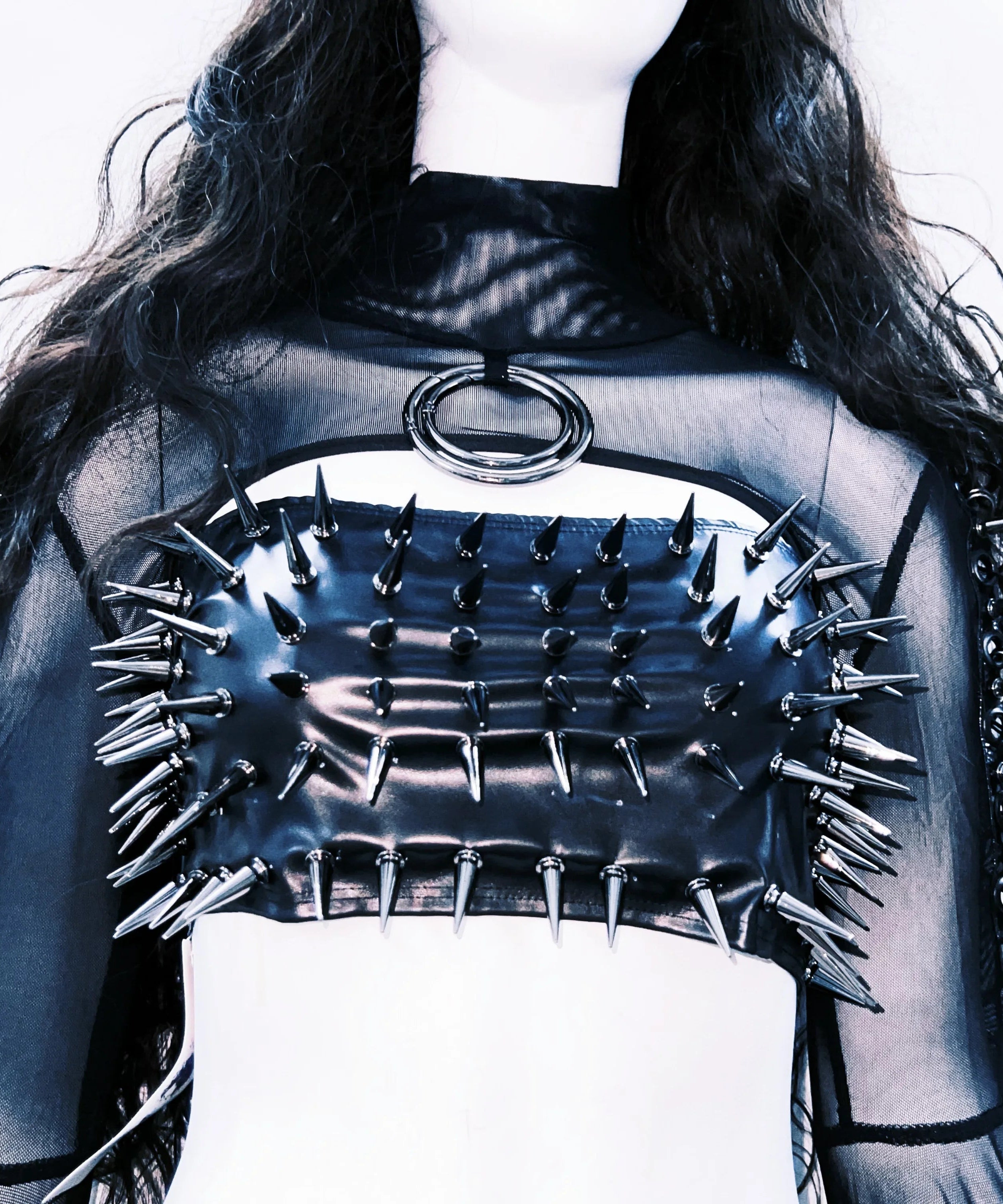 Spiked & Sheer Gothic Crop Top: Edgy Halloween & Fall Night Out Essential for American Women