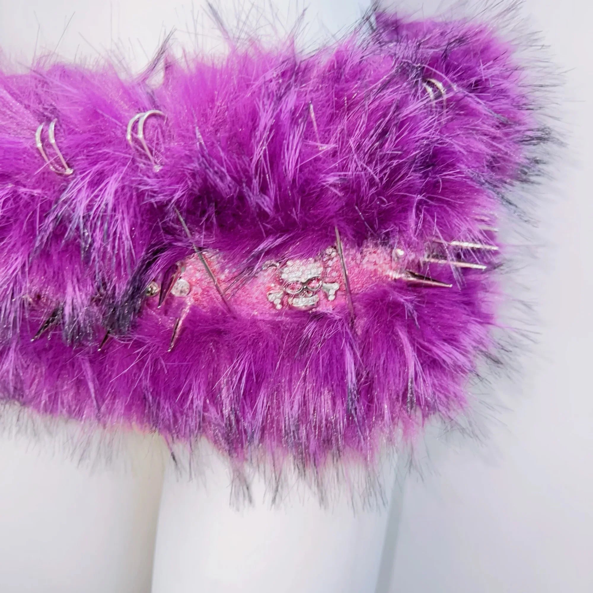 Spooky Chic Purple Fluffy Skull Rave Set | Edgy Halloween Costume & Festival Two-Piece