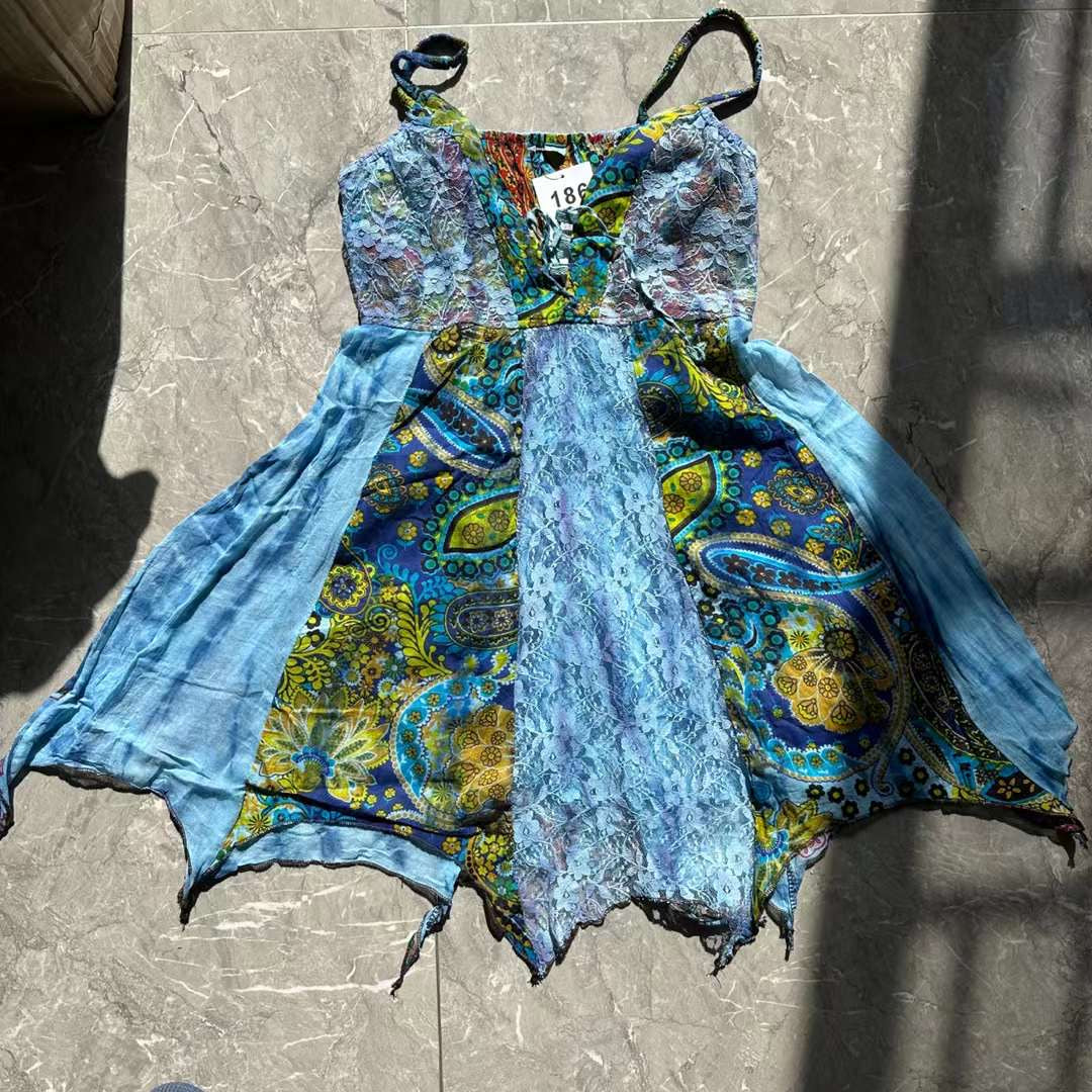 Enchanted Forest Boho Cami Mini Dress - Handkerchief Hem & Paisley Print for Fall Vacations & Resort Style