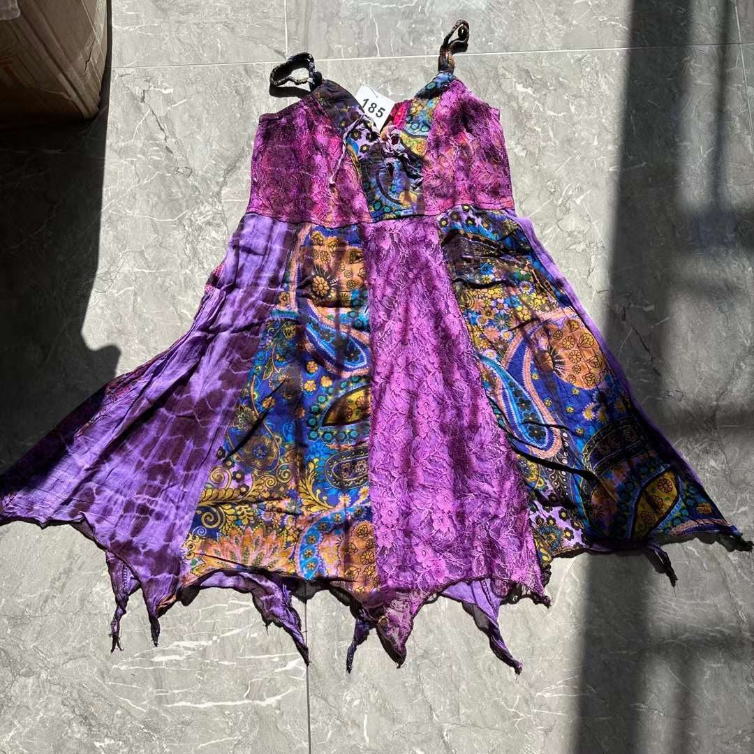 Enchanted Forest Boho Cami Mini Dress - Handkerchief Hem & Paisley Print for Fall Vacations & Resort Style