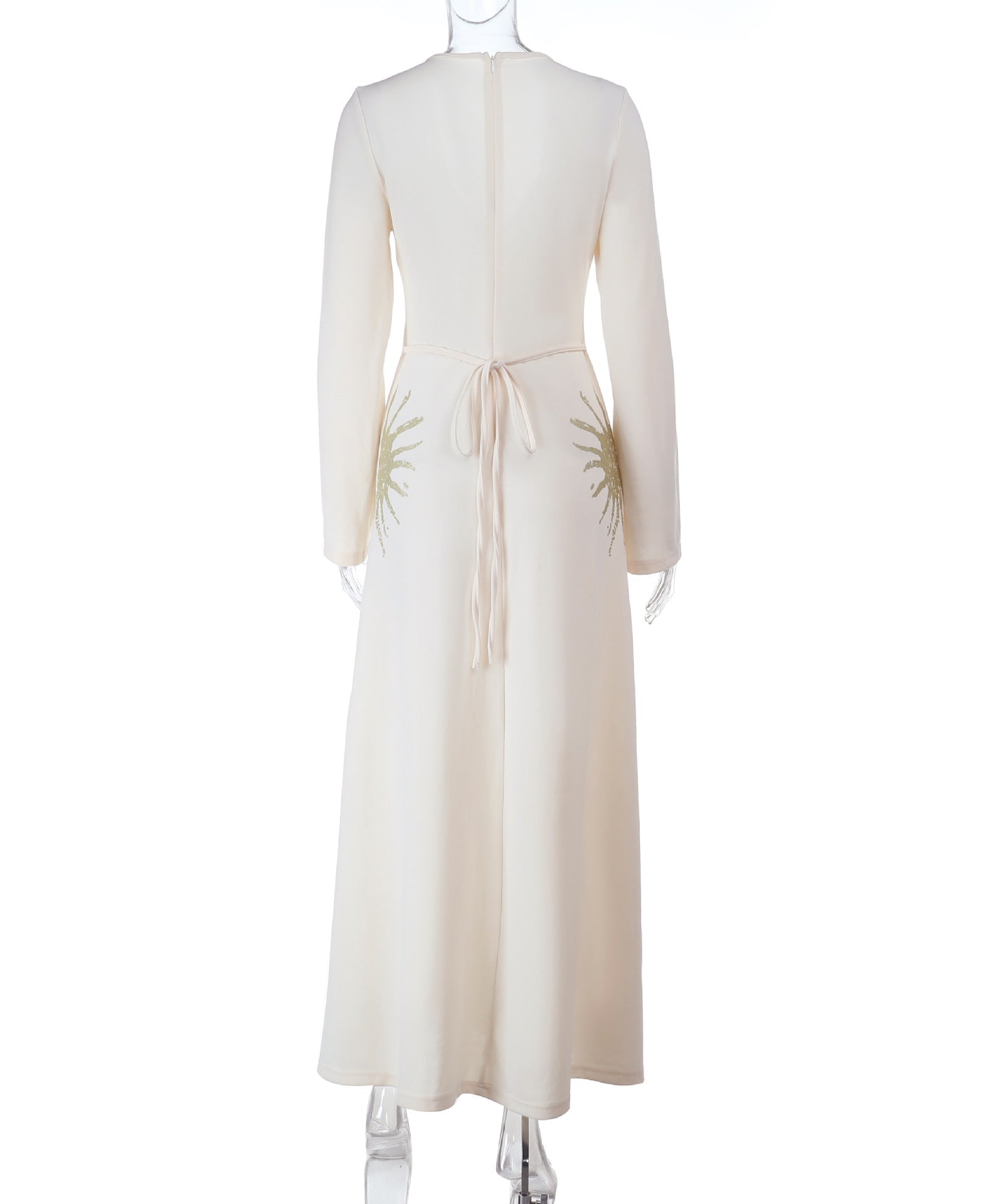 Radiant Solstice Maxi Dress: Elegant V-Neck Long Sleeve for Fall & Holiday Celebrations