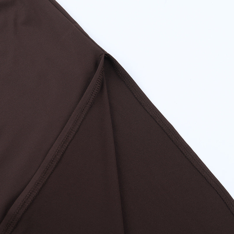 Allure & Elegance: Espresso Lace One-Shoulder High Slit Maxi Dress – Your Perfect Fall & Holiday Gala Gown