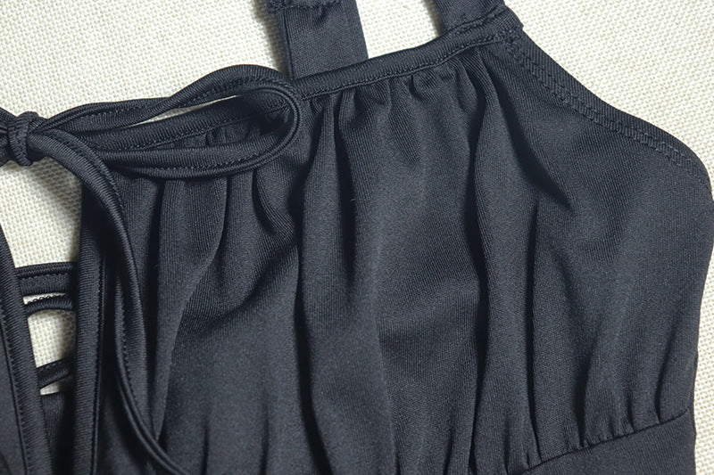 Effortless Elegance: Black Self-Tie Cami Maxi Dress | Your Go-To for Fall Evenings & Holiday Gatherings