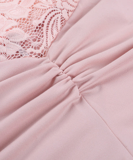 Blush Pink Lace & Ruched Romper | Long Sleeve Holiday Party & Date Night Chic