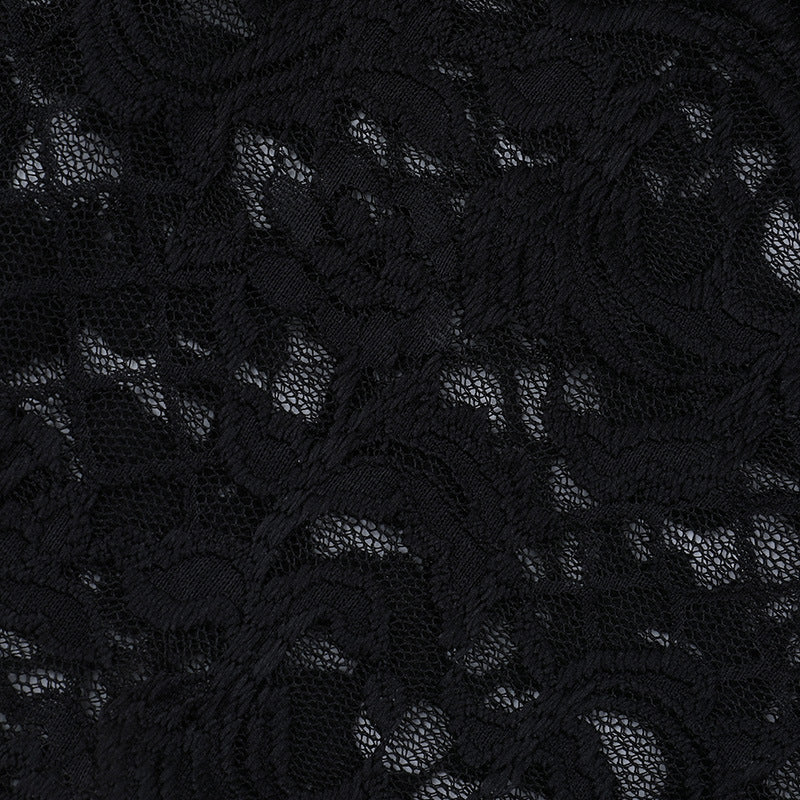 Alluring Black Lace Tie-Front Top - Edgy Chic for Fall & Halloween Nights