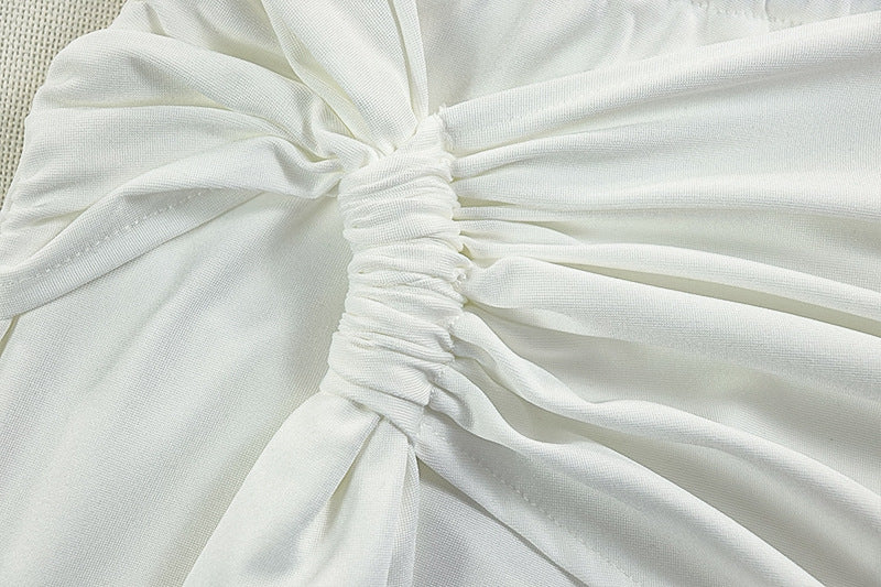 Radiant White One-Shoulder Cutout Maxi Dress - Chic Ruched Gown for Holiday Parties & Winter Getaways