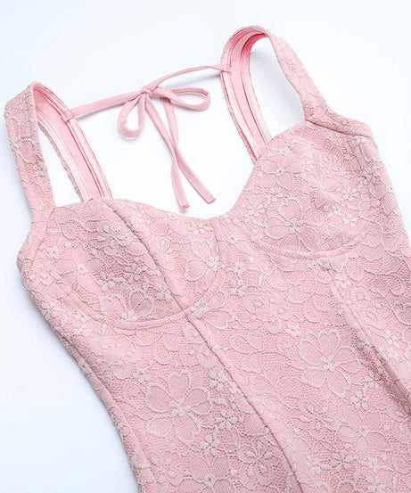 Blush Lace Halter Jumpsuit with Draped Waist - Your Chic Holiday & Party Statement